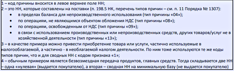 Сводная налоговая накладная 